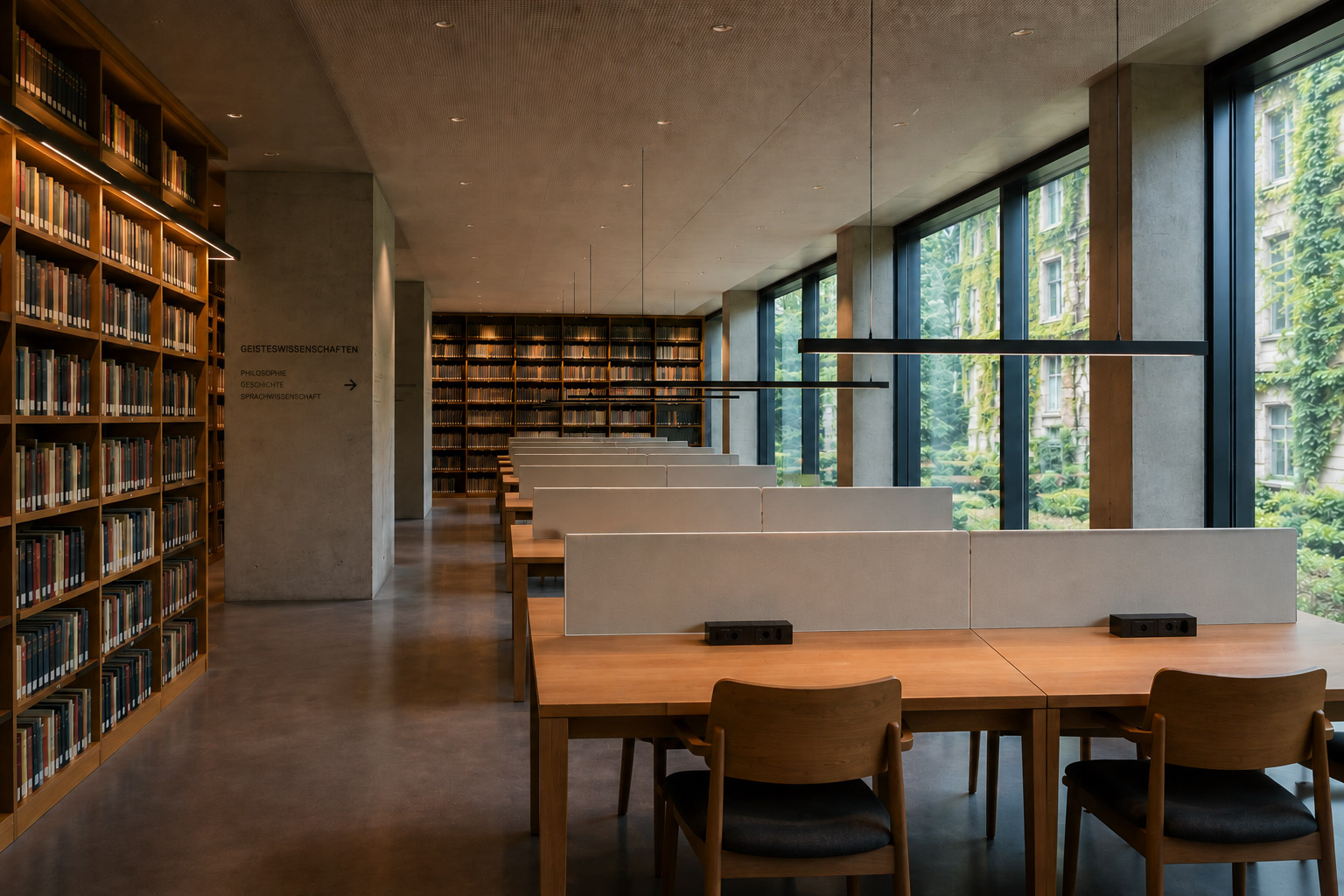 Tischtrennwand mit Aluminiumrahmen – Akustischer Sichtschutz für Bibliotheken und Lernbereiche