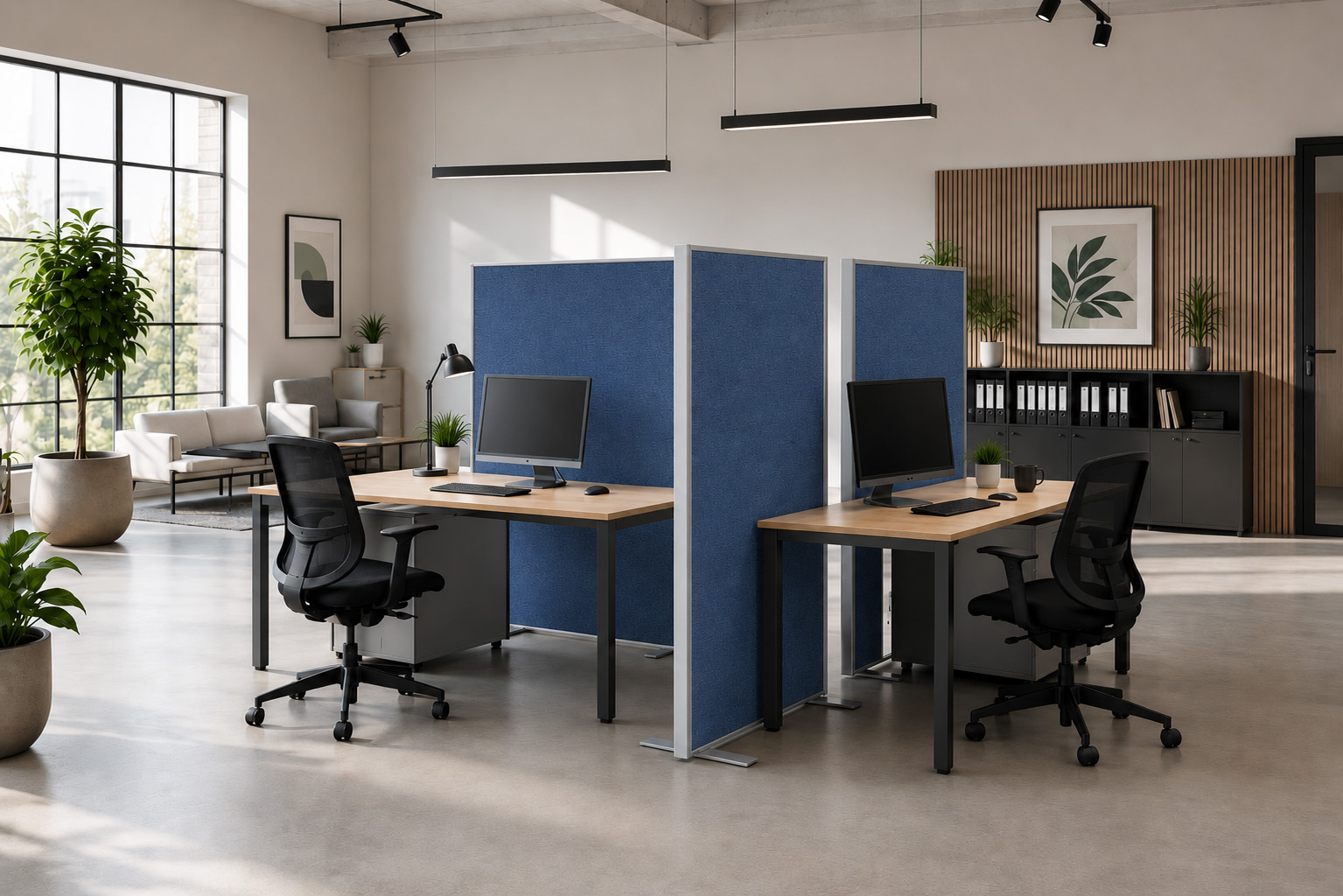 Akustisch wirksame Stelltrennwand für moderne Büros | Flexible Arbeitsplatzgestaltung
