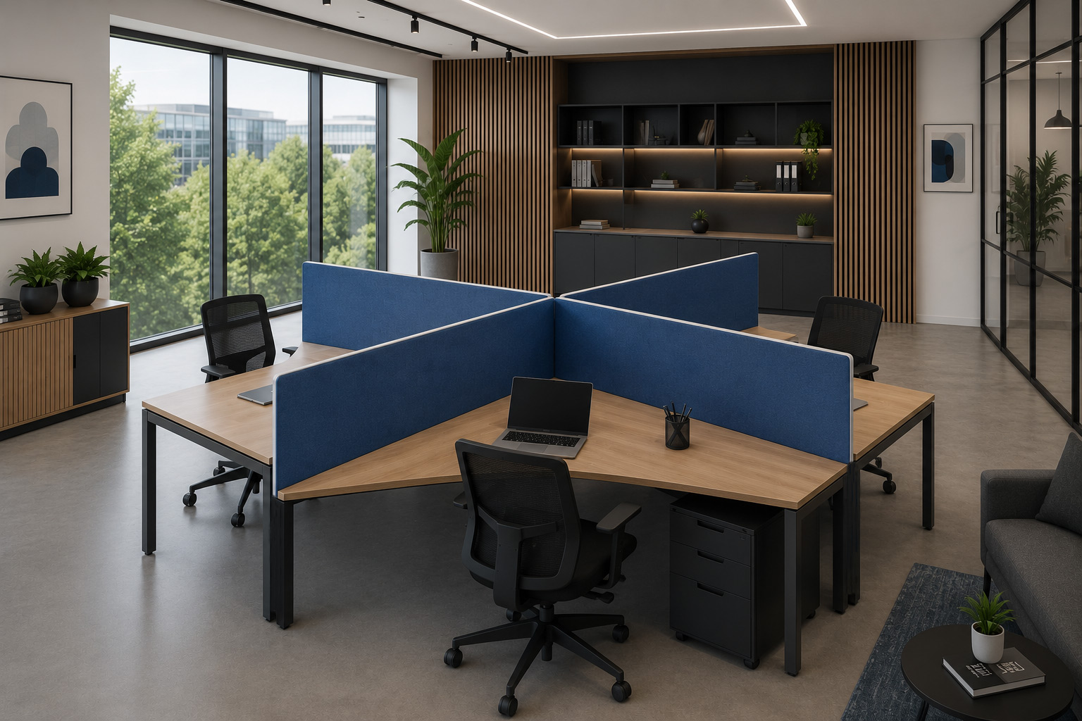 Akustische Tischtrennwand für Gruppenarbeitsplätze – Schallschutz im modernen Büro