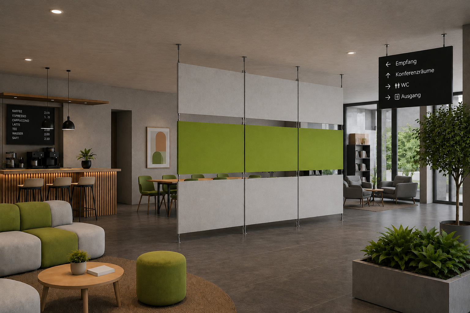 Akustischer Raumteiler Klassik aus Basotect® – Flexible Zonierung und Schallschutz für Hotellobbys
