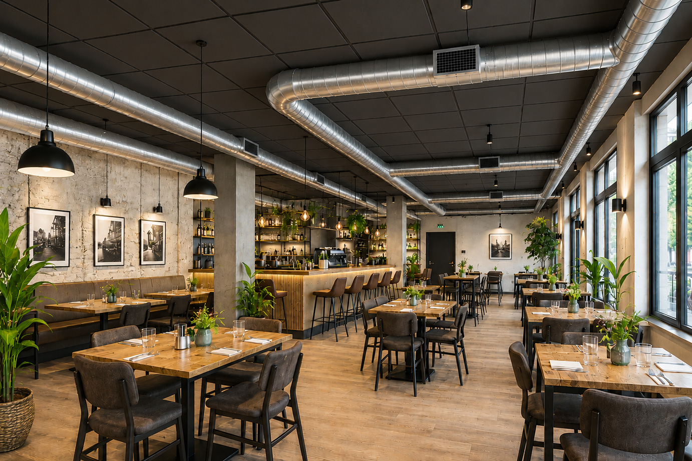 lattenabsorber PREMIUM dark aus Basotect® | Akustiklösung für Gastronomie