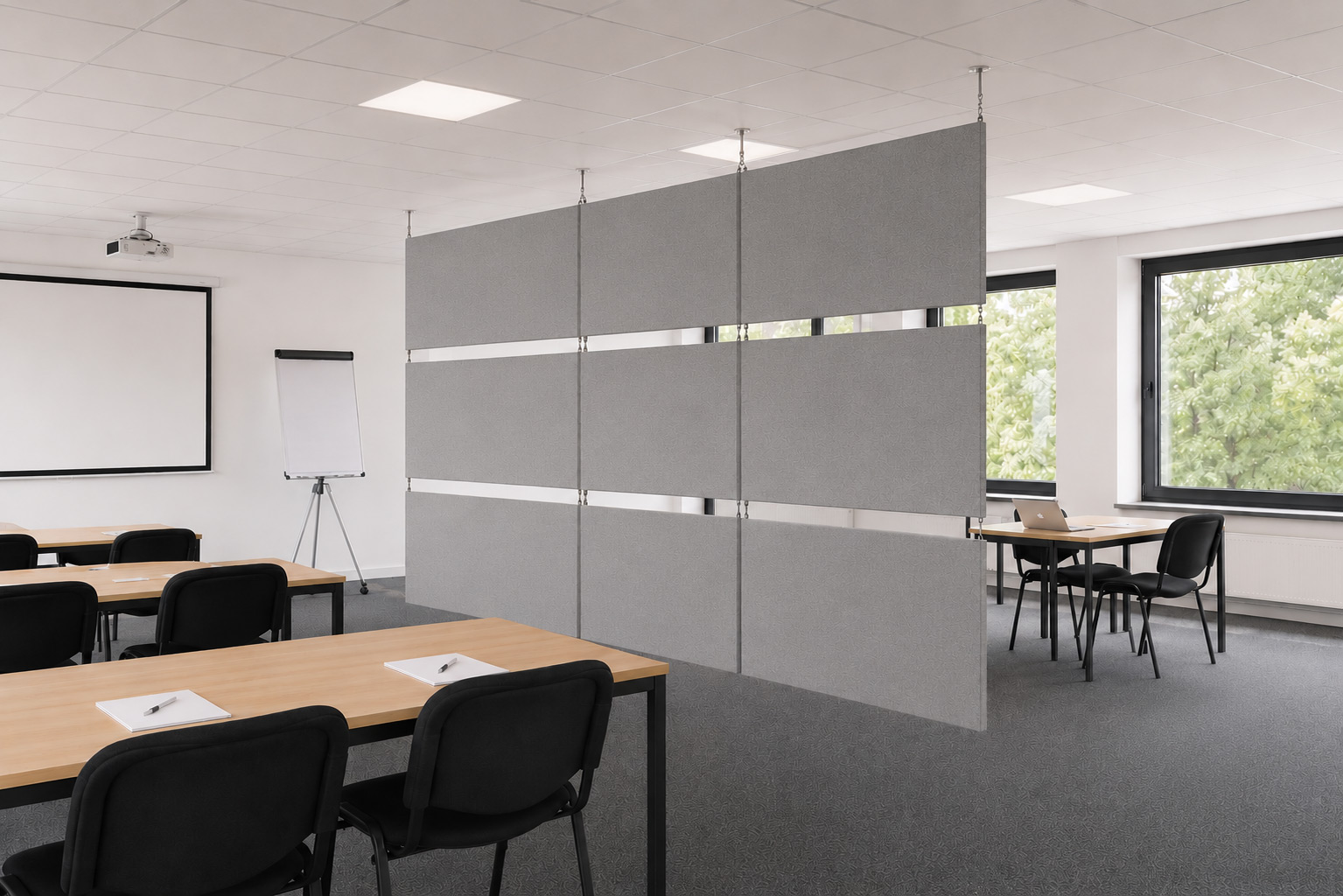 Akustischer Raumteiler Classic für Schulungsräume – Flexible Raumgliederung und effektiver Schallschutz